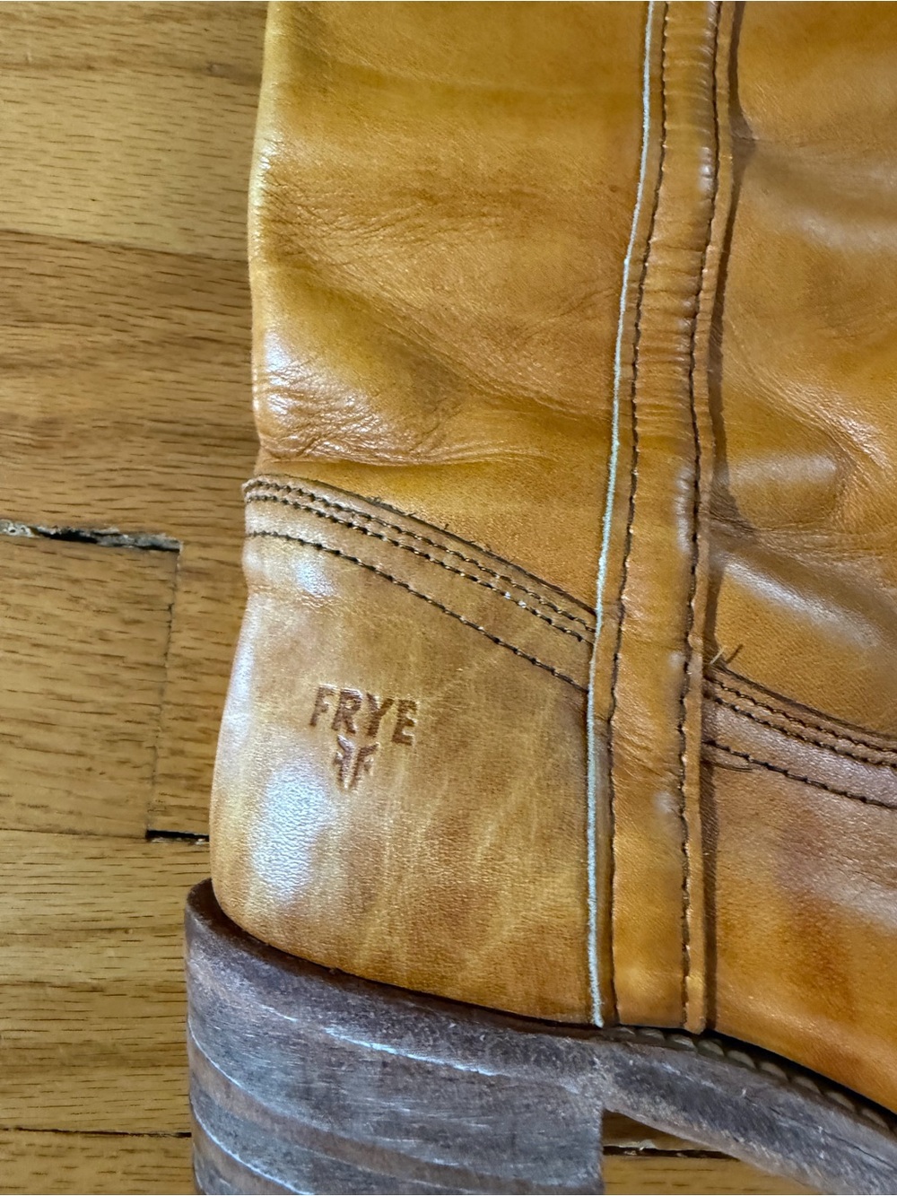 Vintage 70s Frye Black Label Campus Stitch Cuff Boots Banana Yellow Size 6.5 - Picture 3 of 8
